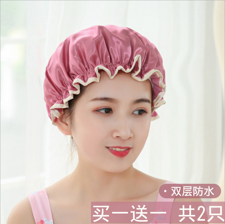 SHOWER CAP WATERPROOF ADULT WOMEN SHOWER BATH SHOWER CAP DOUBLE-LAYER BATH RISER SET SHOWER HAIR SET HAIR CAP SHOWER CAP WOMEN