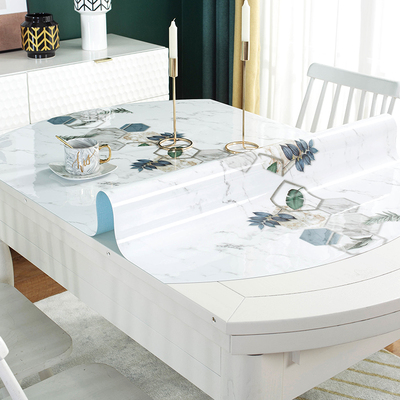 椭圆形可折叠伸缩桌桌布pvc防水防油防烫免洗塑料餐桌垫茶几台布