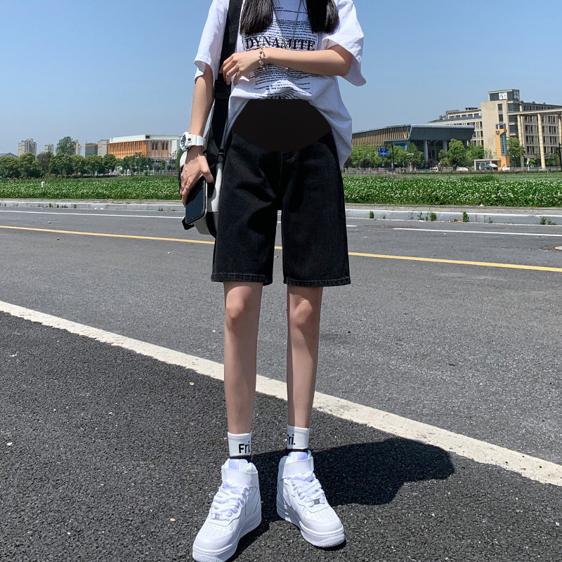 孕妇裤子女夏季薄款外穿阔腿休闲打底裤夏装新款大码五分牛仔短裤