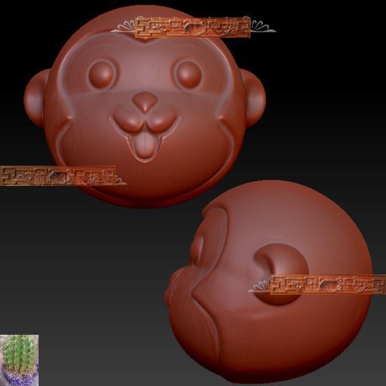 A猴子猴头三维立体图圆雕图stl文件圆珠手串雕刻机3d打印模型2075