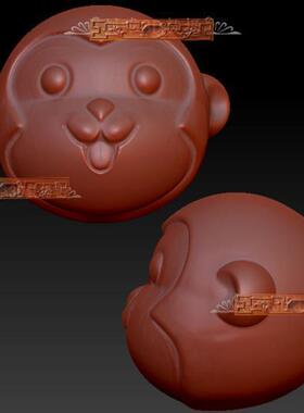 A猴子猴头三维立体图圆雕图stl文件圆珠手串雕刻机3d打印模型2075