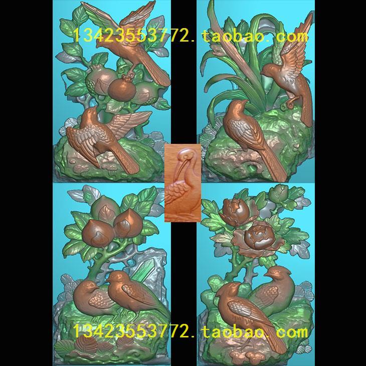 精雕图扫描图灰度图新款花鸟配套22-38 浮雕图 古建寺庙效果图