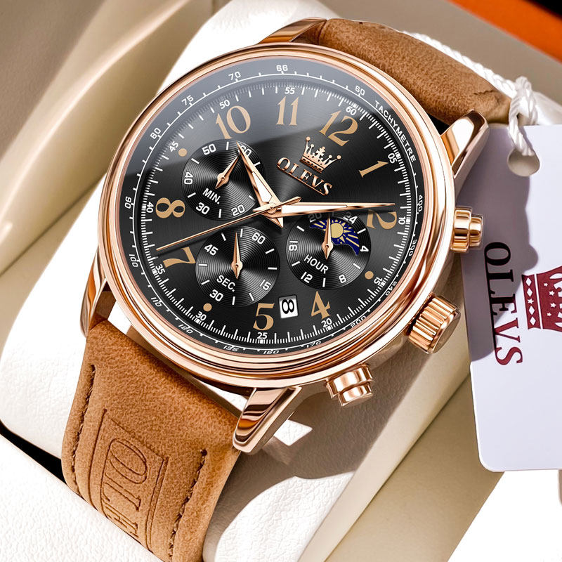 男士手表男款全自动机械表正品牌男表时尚多功能中学生皮带石英表