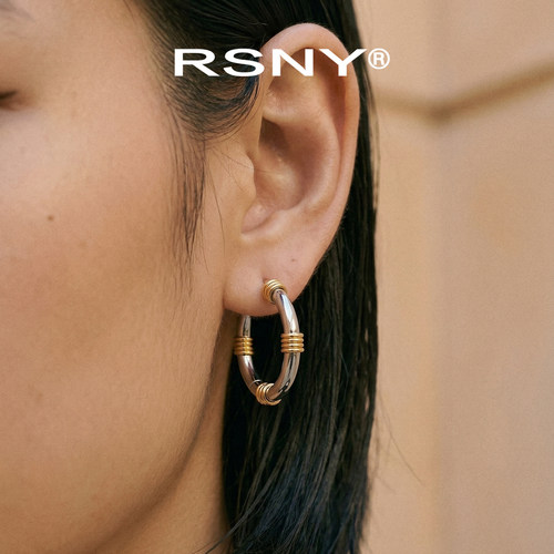 [新品]RSNY简约罗马耳环2026新款轻奢设计感简约欧美风纯银针耳钉