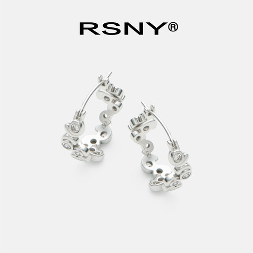 [新品]RSNY几何晶钻耳环高级感2026新款美感纯银耳针耳饰耳钉