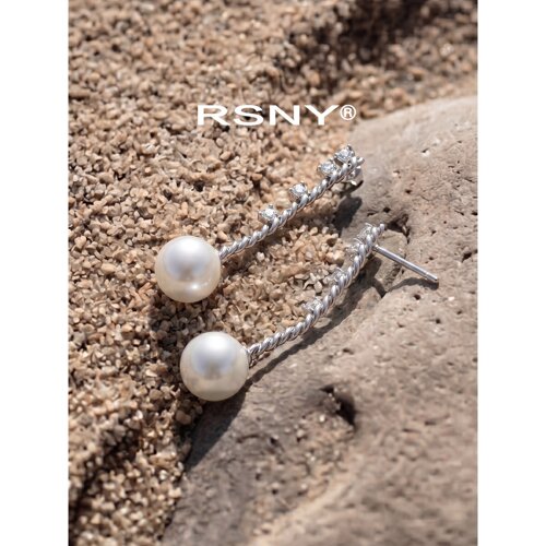 [新品]RSNY珍珠软链耳环时尚诠释优雅风情潮流欧美时尚银耳针耳钉
