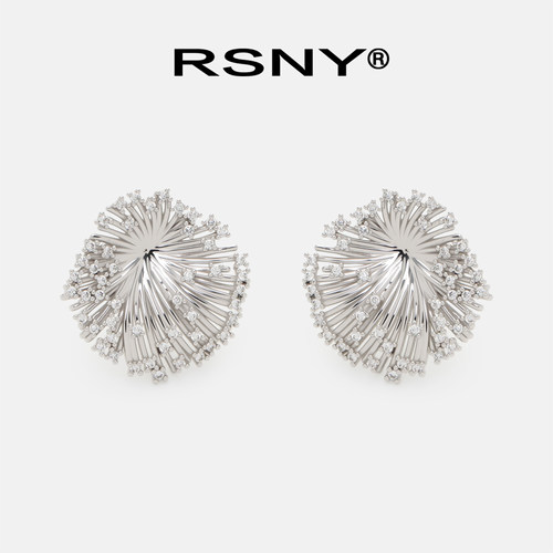[新品]RSNY烟花绽放耳钉潮流范2026新款气质闪耀纯银耳针耳饰耳环