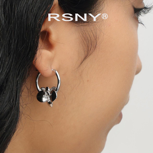 欧美风纯银耳针耳钉 新品 RSNY兰花耳环轻奢设计2025新款 简约时尚