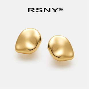 纯银耳针耳饰耳环 新品 RSNY几何豆子耳钉简约风2025新款 气质款