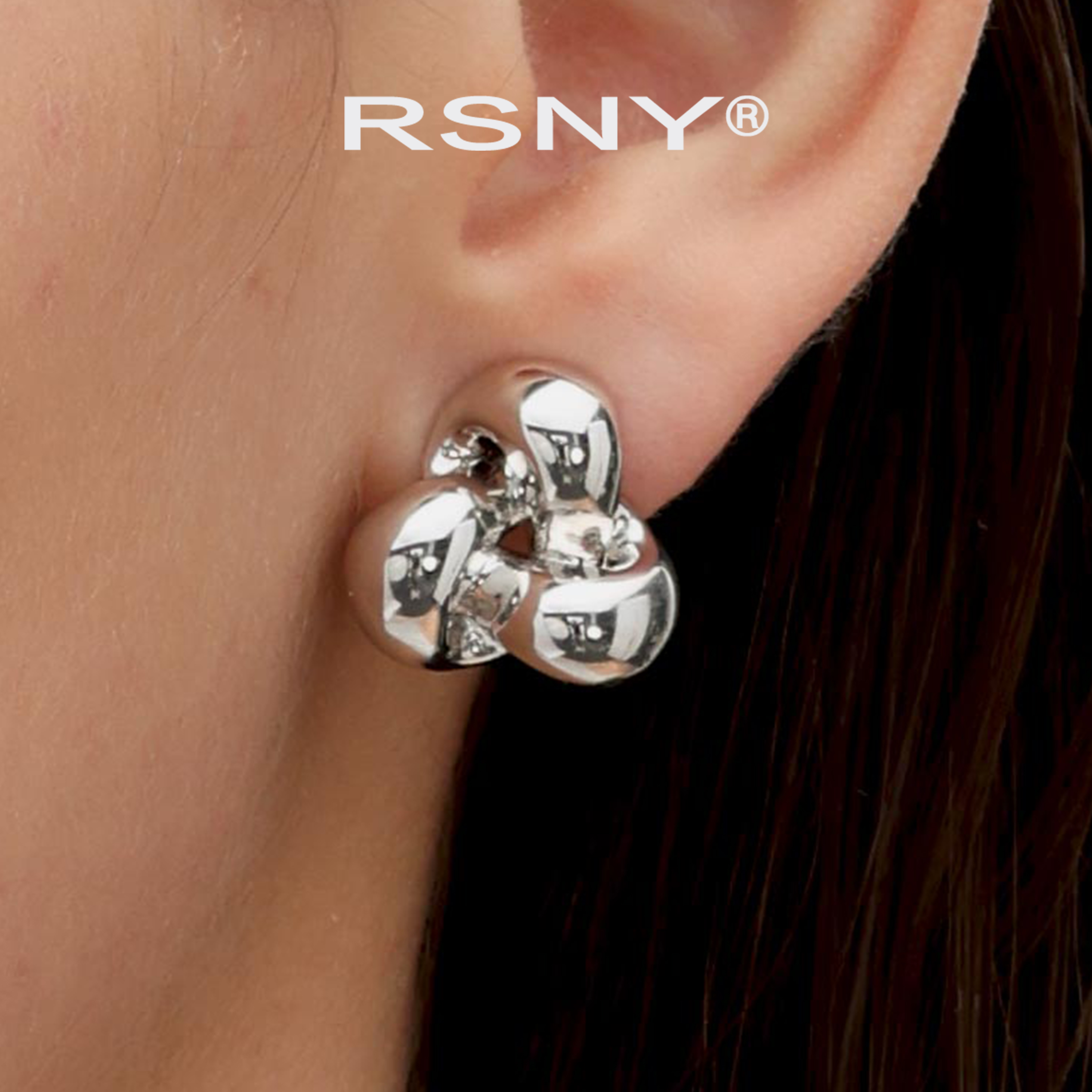 [新品]RSNY几何造型耳钉个性风格2025新款纯银耳针优雅耳饰耳环