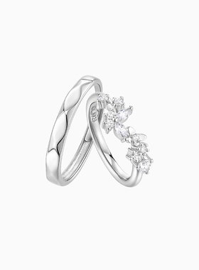 【可刻字】卡蒂罗心动蝴蝶情侣对戒925纯银戒指一对小众生日礼物