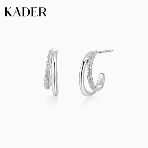 KADER开朵几何双轨耳环925银简约高级时尚小众设计感耳饰生日礼物