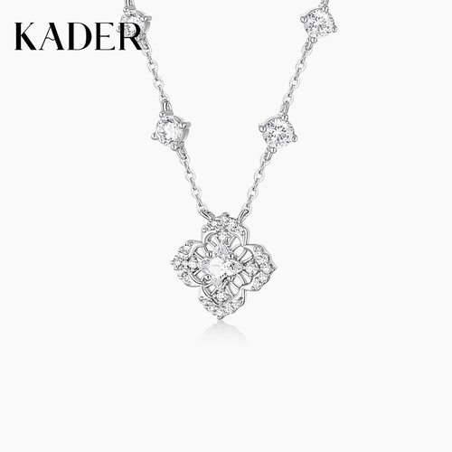 KADER开朵四叶莲花纹项链女简约时尚小众设计高级锁骨链生日礼物