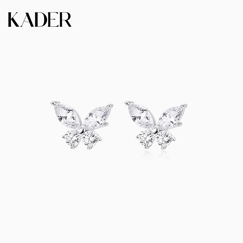 卡蒂罗心动蝴蝶耳钉925银耳饰