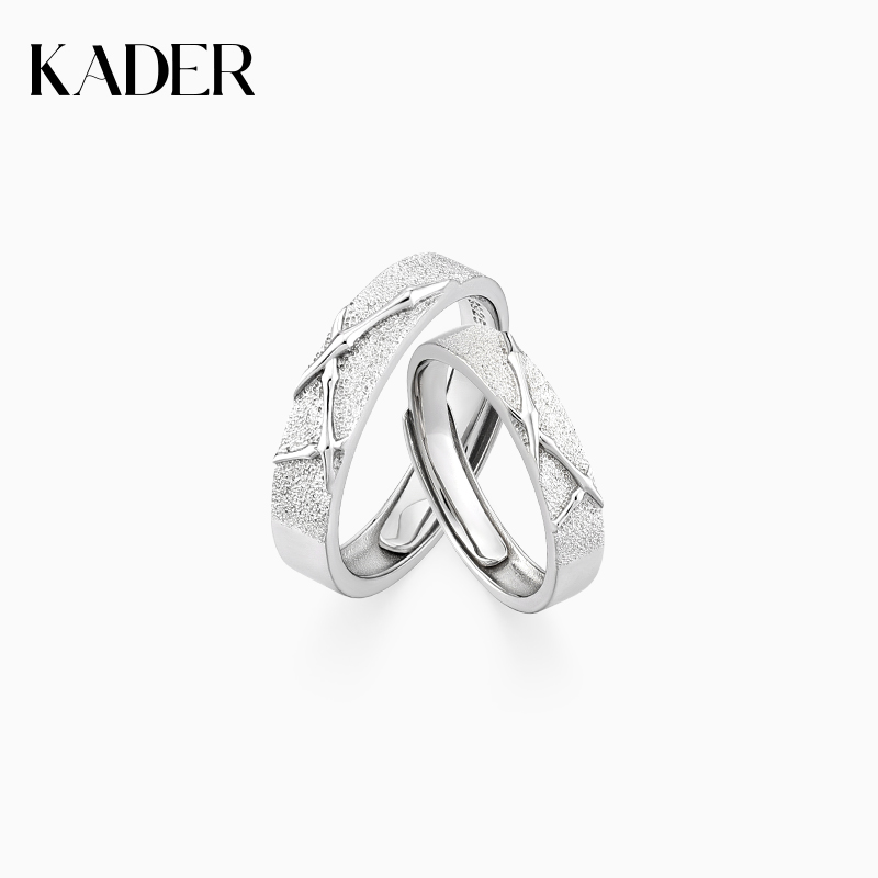 KADER浮雕竹节戒指情侣纯银小众