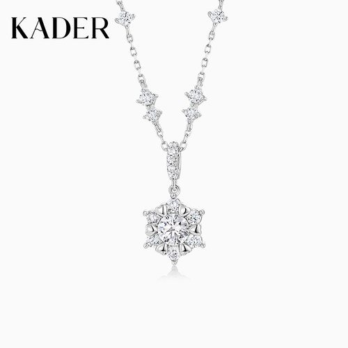 KADER开朵雪绒花项链女纯银轻奢设计高级精致锁骨链秋冬生日礼物