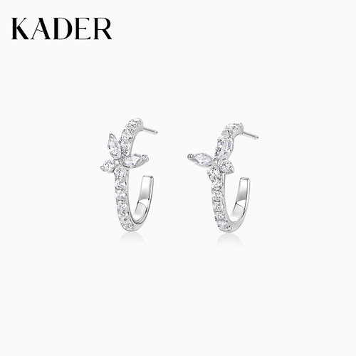 KADER闪光蝴蝶耳钉女925银