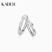 可刻字 卡蒂罗长相思情侣对戒925银素圈戒指一对礼物送女友