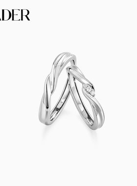 【可刻字】卡蒂罗长相思情侣对戒925银素圈戒指一对礼物送女友