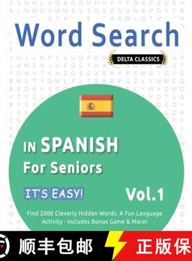 【3-4周达】Word Search in Spanish for Seniors - It's Easy! Vol.1 - Delta Classics - Find 2000 Cleverl... [9798349005510]