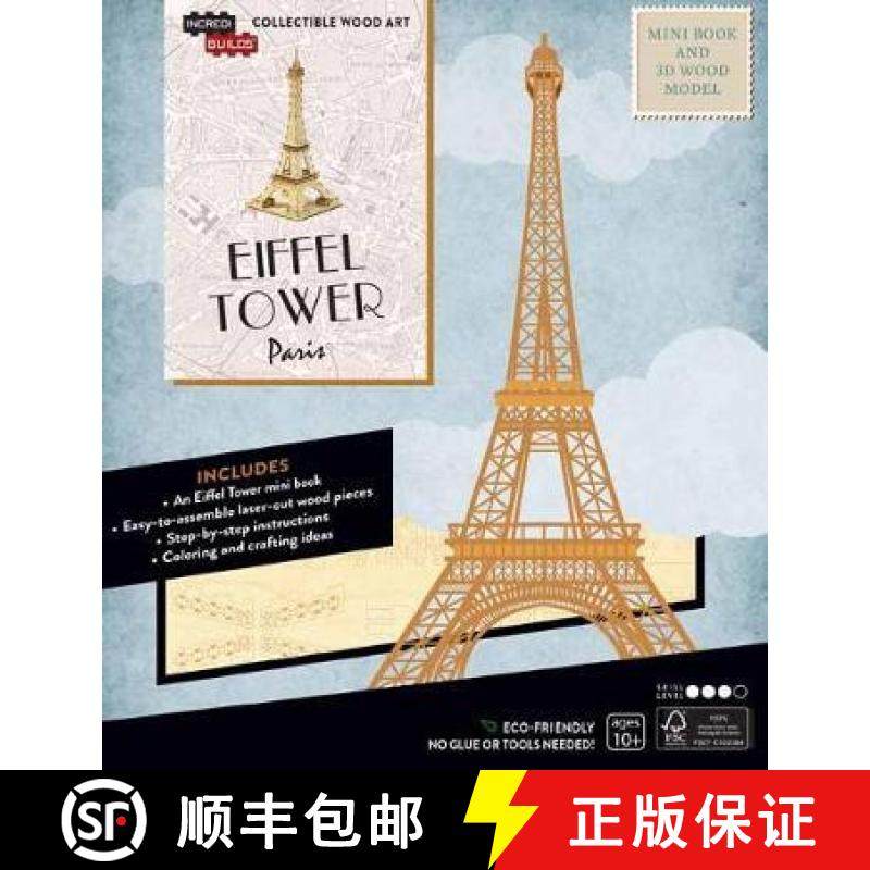 【3-4周达】IncrediBuilds: Paris: Eiffel Tower Book and 3D Wood Model [9781682985519]