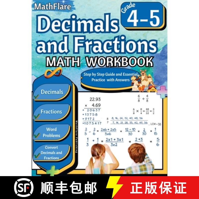 【3-4周达】Decimals and Fractions Math Workbook 4th and 5th Grade: Fractions and Decimals Grade 4-5, ... [9798869373106]