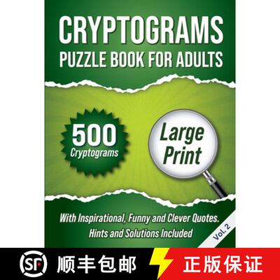 【3-4周达】Cryptograms Puzzle Book For Adults: 500 Large Print Cryptograms With Inspirational, Funny ... [9781990085383]