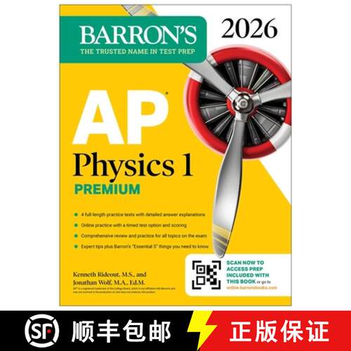 【3-4周达】AP Physics 1 Premium, 2026: Prep Book with 4 Practice Tests + Comprehensive Review + Onlin... [9781506297729]
