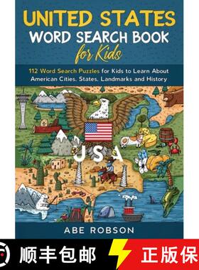 【3-4周达】United States Word Search Book for Kids: 112 Word Search Puzzles for Kids to Learn About A... [9781922659644]