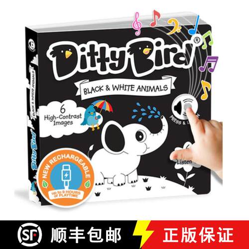 【3-4周达】Ditty Bird Interactive Sensory White and Black Sound Book for Babies 6 - 18 Months Infant ... [9781919650043]