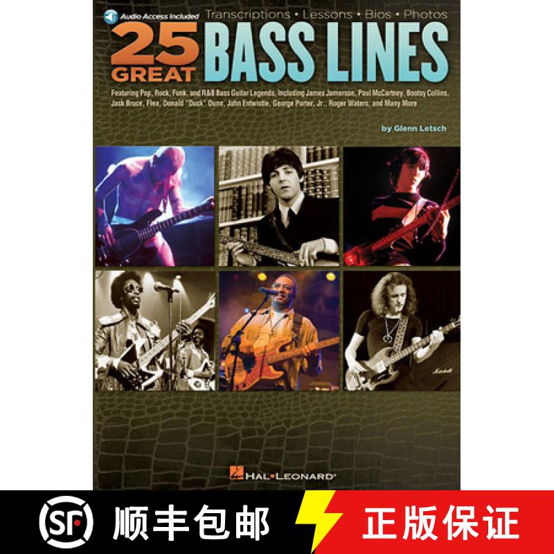 【3-4周达】25 Great Bass Lines Transcriptions Lessons BIOS Photos Book/Online Audio [With CD (Audio)] [9781423460565]