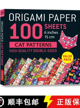 【3-4周达】Origami Paper 100 sheets Cat Patterns 6 (15 cm): Tuttle Origami Paper: Double-Sided Origam... [9780804851435]
