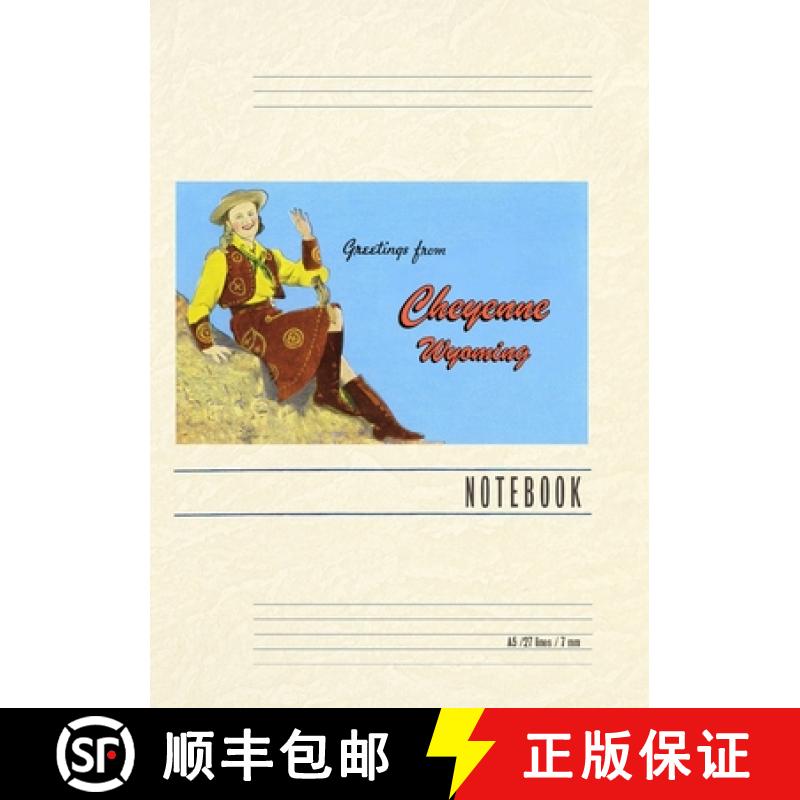 【3-4周达】Vintage Lined Notebook Greetings from Cheyenne, Wyoming, Waving Cowgirl [9798385457199]