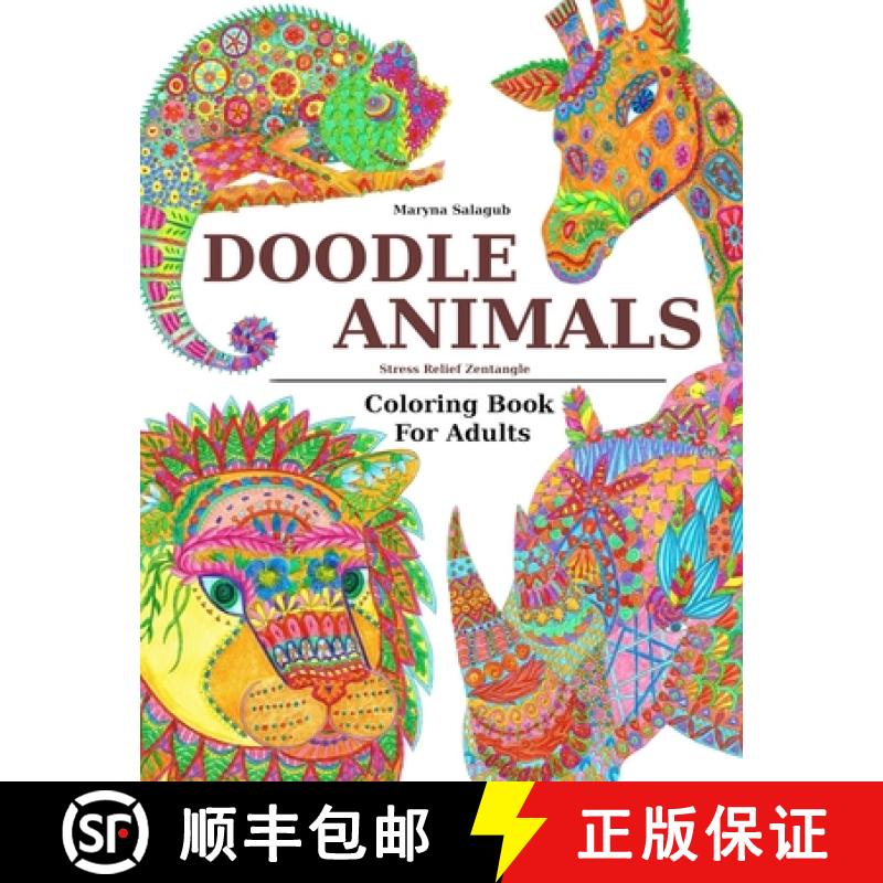 【2-3周达】Doodle Animals Stress Relief Zentangle Coloring Book For Adults [9781673054934]