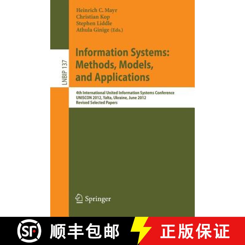 【3-4周达】Information Systems: Methods, Models, and Applications: 4th International United Informati... [9783642383694]