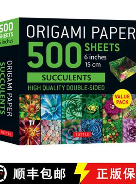 【3-4周达】Origami Paper 500 sheets Succulents 6 (15 cm): Tuttle Origami Paper: Double-Sided Origami ... [9780804858557]