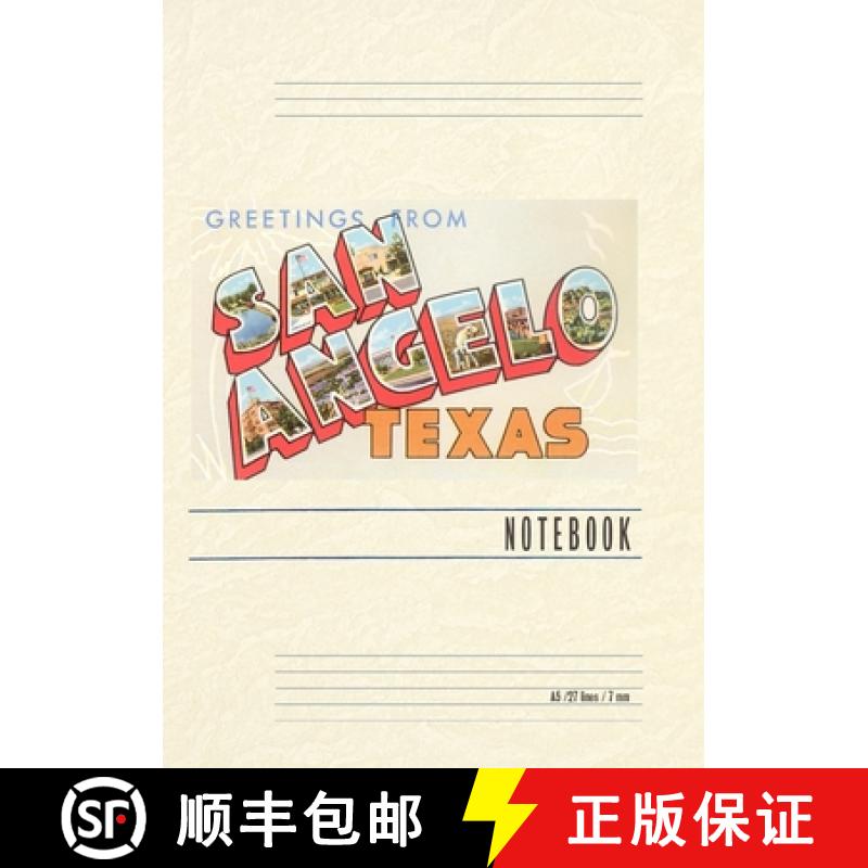 【3-4周达】Vintage Lined Notebook Greetings from San Angelo, Texas [9798385450596]