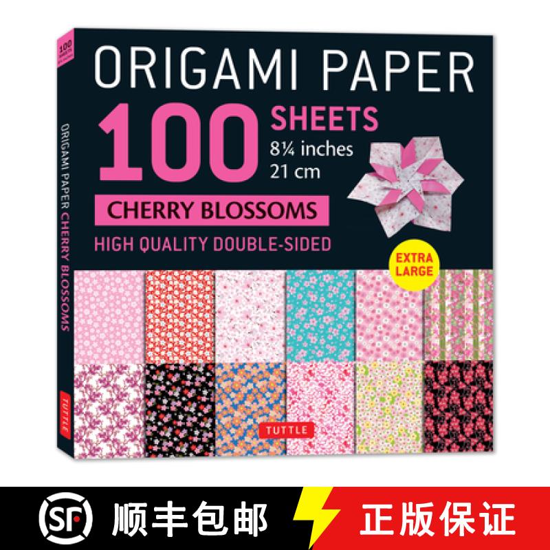 【3-4周达】Origami Paper 100 sheets Cherry Blossoms 8 1/4 (21 cm): Extra Large Double-Sided Origami S... [9780804857390]