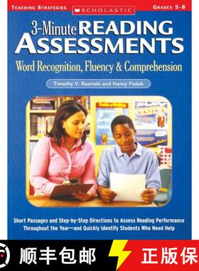 预订 3-Minute Reading Assessments Prehension: Word Recognition, Fluency, & Comprehension [9780439650908]