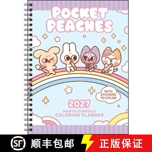 预订 Pocket Peaches 2027 Monthly/Weekly Coloring Planner with Stickers to Color [9798881610968]