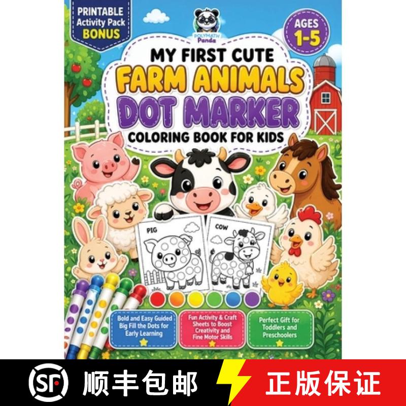 【3-4周达】My First Cute Farm Animals Dot Marker Coloring Book for Kids Ages 1-5: Bold and Easy Guide... [9781953149817]图片
