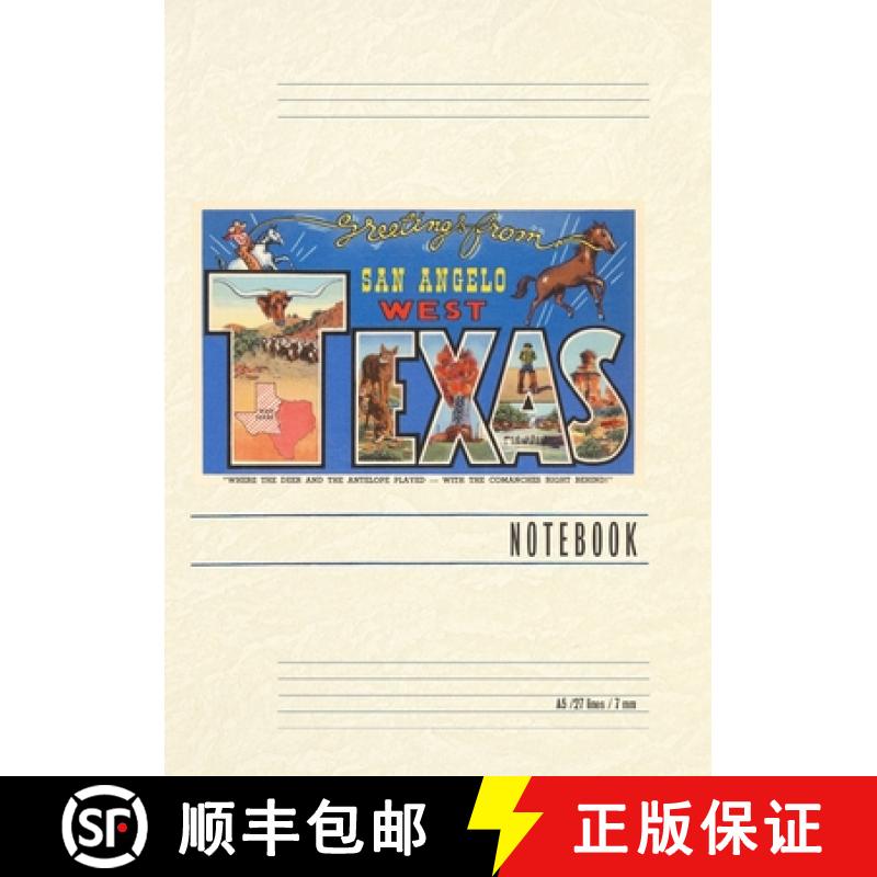 【3-4周达】Vintage Lined Notebook Greetings from San Angelo, Texas [9798385451234]
