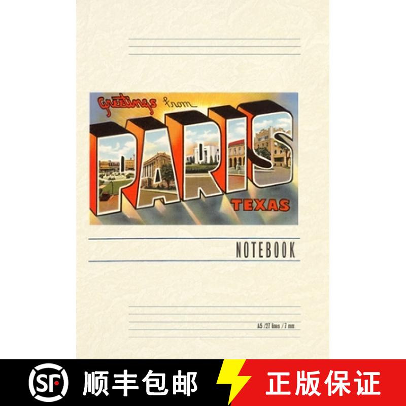【3-4周达】Vintage Lined Notebook Greetings from Paris, Texas [9798385449088]