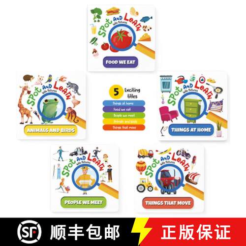 【3-4周达】Spot and Learn with Pictures: A Boxset of 5 Fun & Interactive Board Book to Develop Observ... [9789815144222]