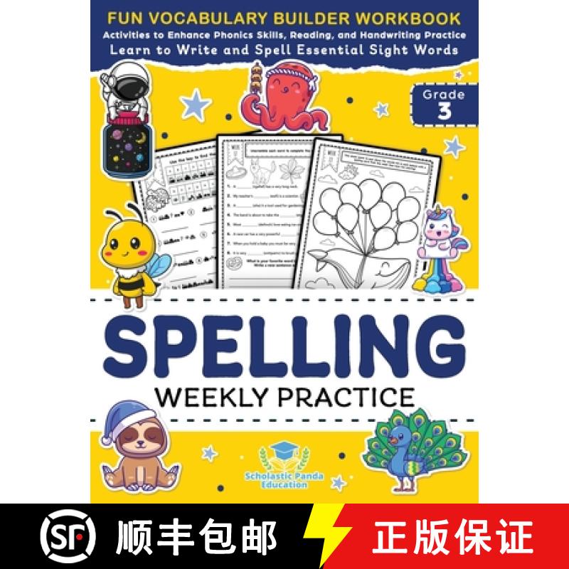 【3-4周达】Spelling Weekly Practice for 3rd Grade: Vocabulary Builder Workbook to Learn to Write and ... [9781953149459]