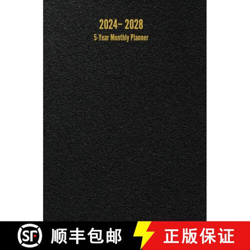【3-4周达】精装 2024 - 2028 5-Year Monthly Planner: 60-Month Calendar (Black) - Large [9781947399402]