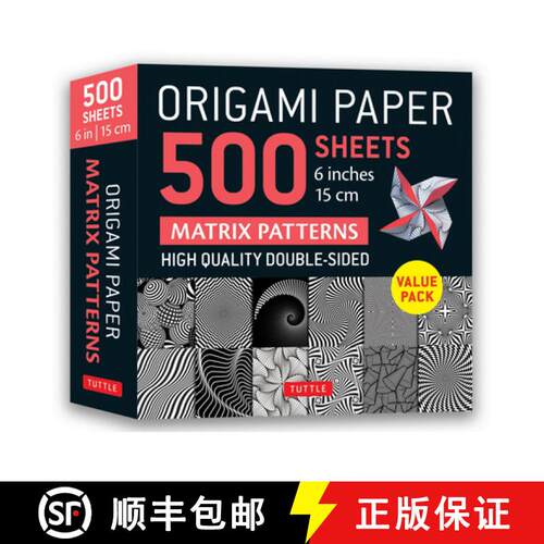 【3-4周达】Origami Paper 500 sheets Matrix Patterns 6 (15 cm): Tuttle Origami Paper: Double-Sided Ori... [9780804856027]