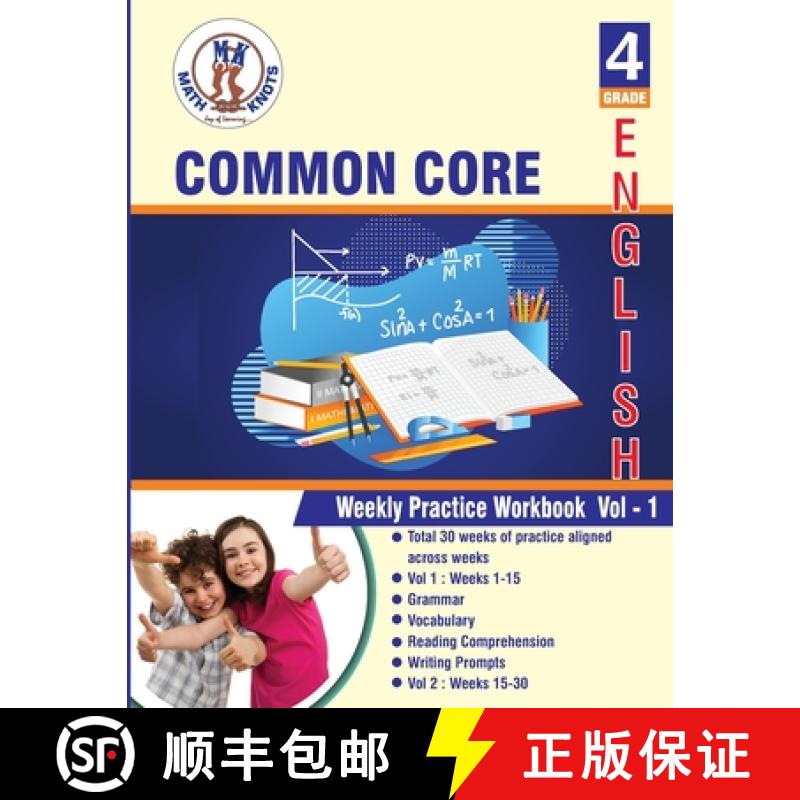 【3-4周达】4th grade Common Core ELA Test Prep : ( weeks : 1 - 15 ): Weekly Practice Work Book , Volu... [9781088046784]