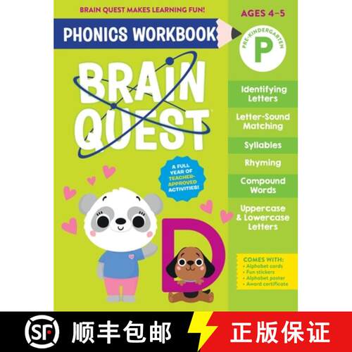 【3-4周达】Brain Quest Phonics Workbook: Pre-Kindergarten: Volume 1 [9781523527830]