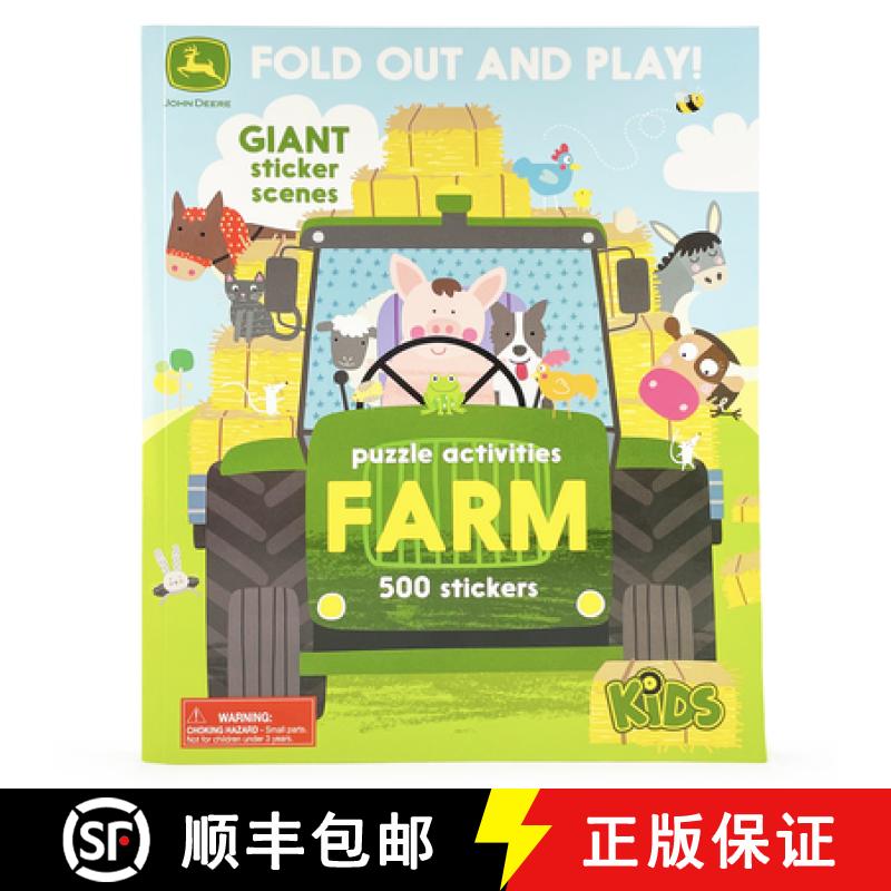 【3-4周达】John Deere Kids Farm: 500 Stickers and Puzzle Activities: Fold Out and Play! [9781646380176]
